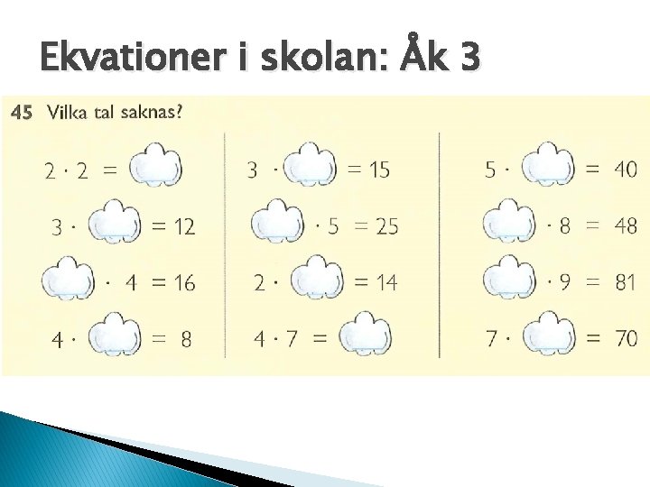 Ekvationer i skolan: Åk 3 