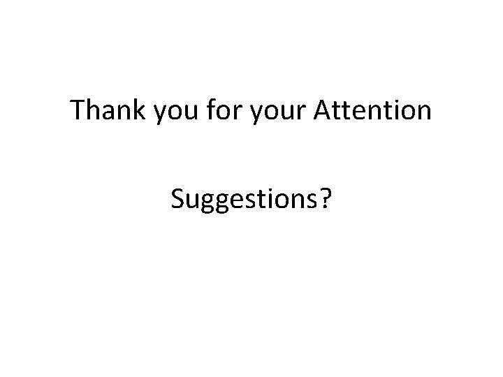 Thank you for your Attention Suggestions? 