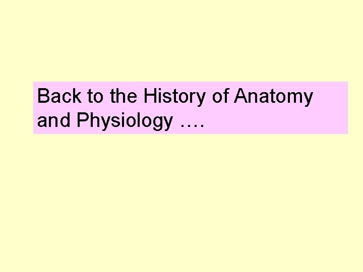 Back to the History of Anatomy and Physiology …. 