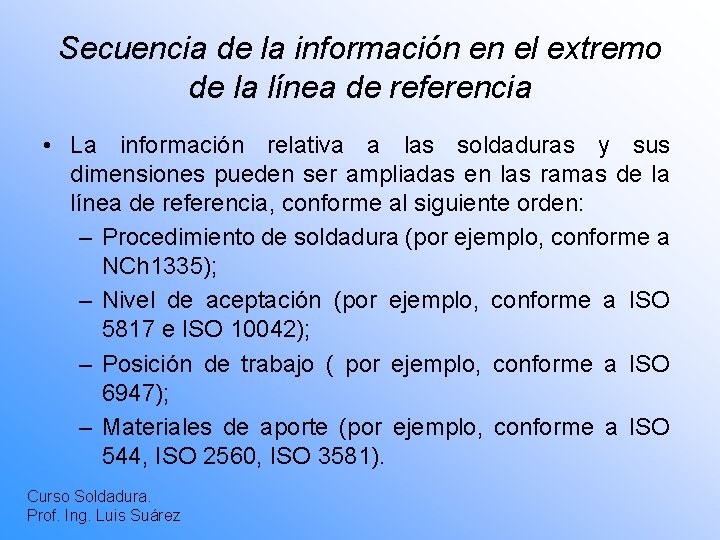 Secuencia de la información en el extremo de la línea de referencia • La