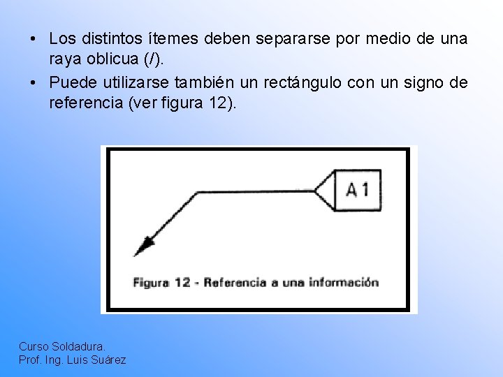  • Los distintos ítemes deben separarse por medio de una raya oblicua (/).