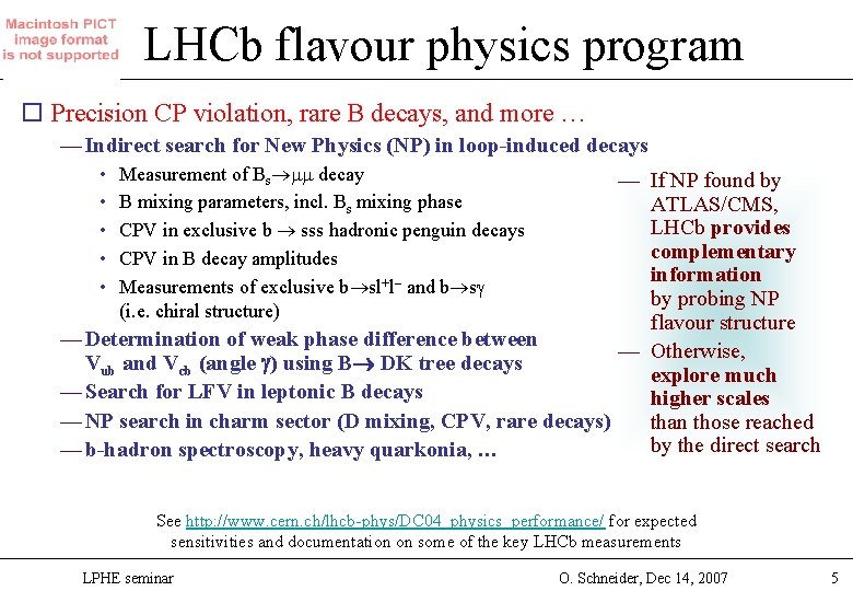 LHCb flavour physics program o Precision CP violation, rare B decays, and more …