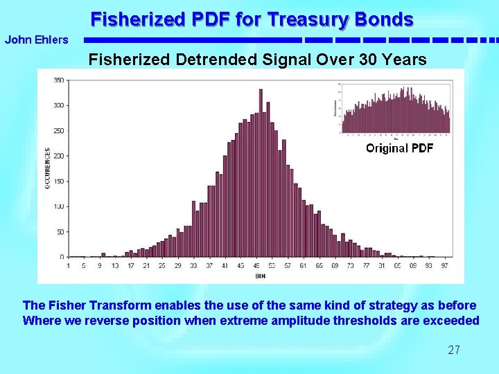 Fisherized PDF for Treasury Bonds John Ehlers Fisherized Detrended Signal Over 30 Years The