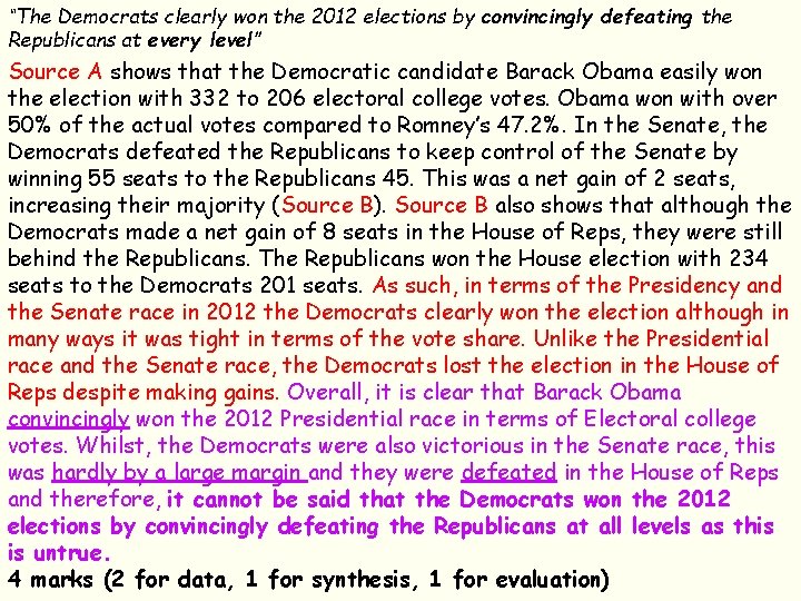 “The Democrats clearly won the 2012 elections by convincingly defeating the Republicans at every