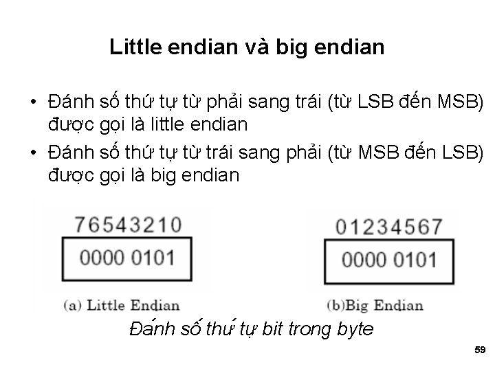 Little endian và big endian • Đánh số thứ tự từ phải sang trái