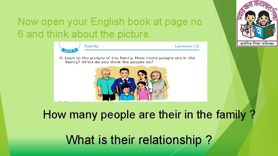 Now open your English book at page no 6 and think about the picture.