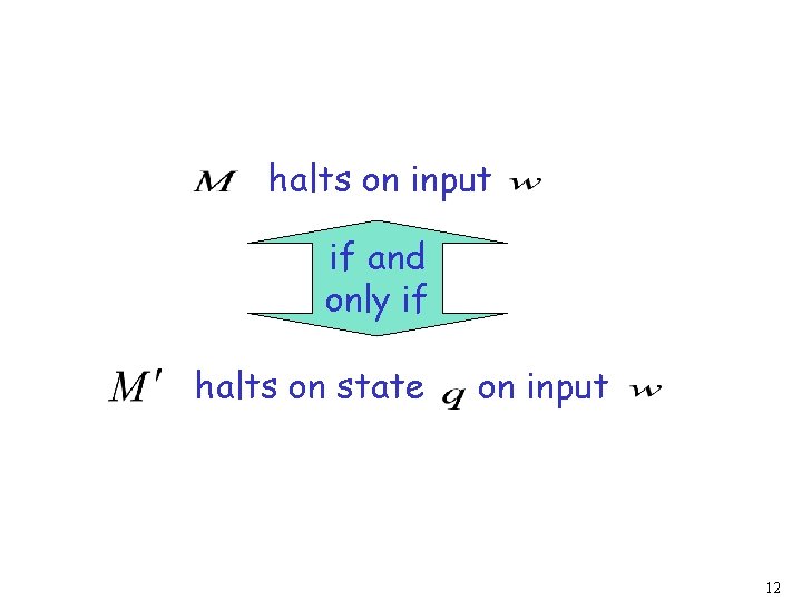 halts on input if and only if halts on state on input 12 