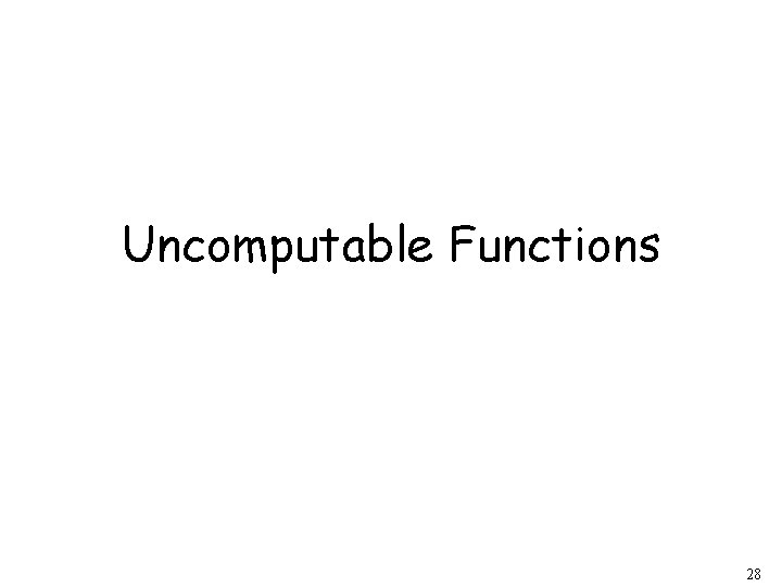Uncomputable Functions 28 