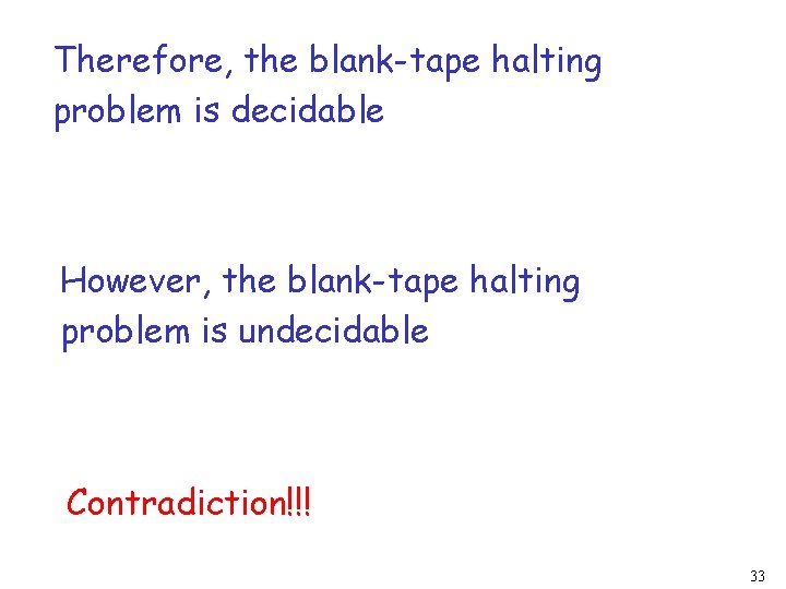 Therefore, the blank-tape halting problem is decidable However, the blank-tape halting problem is undecidable