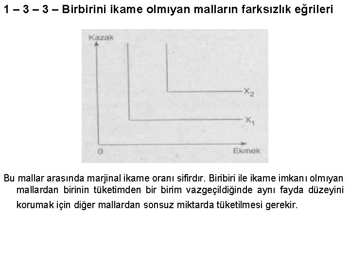 1 – 3 – Birbirini ikame olmıyan malların farksızlık eğrileri Bu mallar arasında marjinal