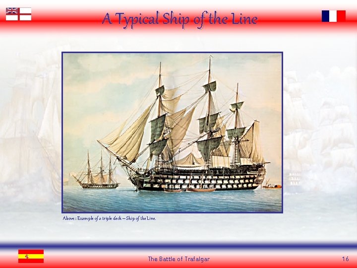 A Typical Ship of the Line Above: : Example of a triple deck –