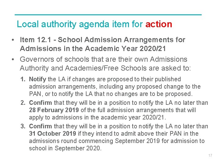 Local authority agenda item for action • Item 12. 1 - School Admission Arrangements
