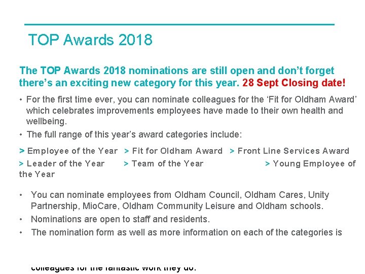 TOP Awards 2018 The TOP Awards 2018 nominations are still open and don’t forget