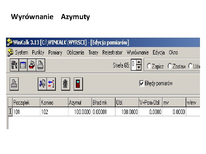 Wyrównanie Azymuty 