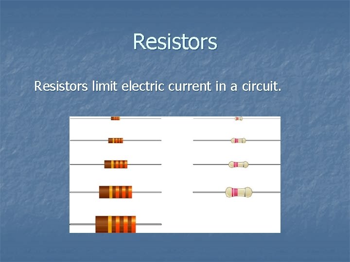 Resistors limit electric current in a circuit. Insert figure 1 -1 