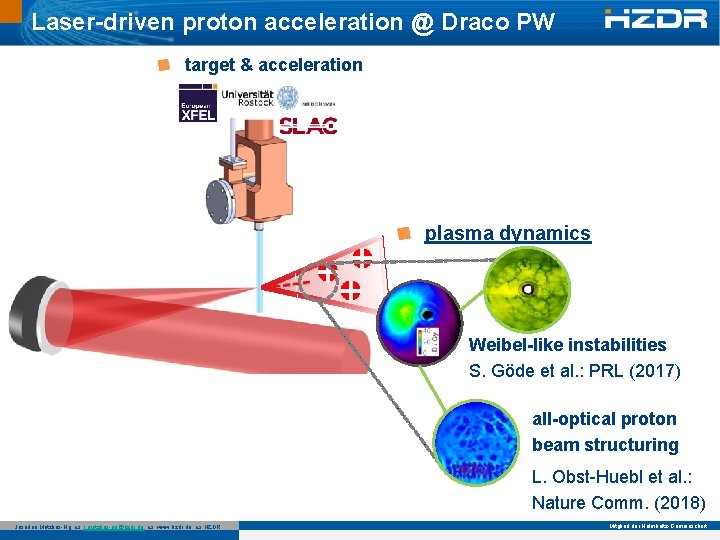 Laser-driven proton acceleration @ Draco PW target & acceleration plasma dynamics Weibel-like instabilities S.
