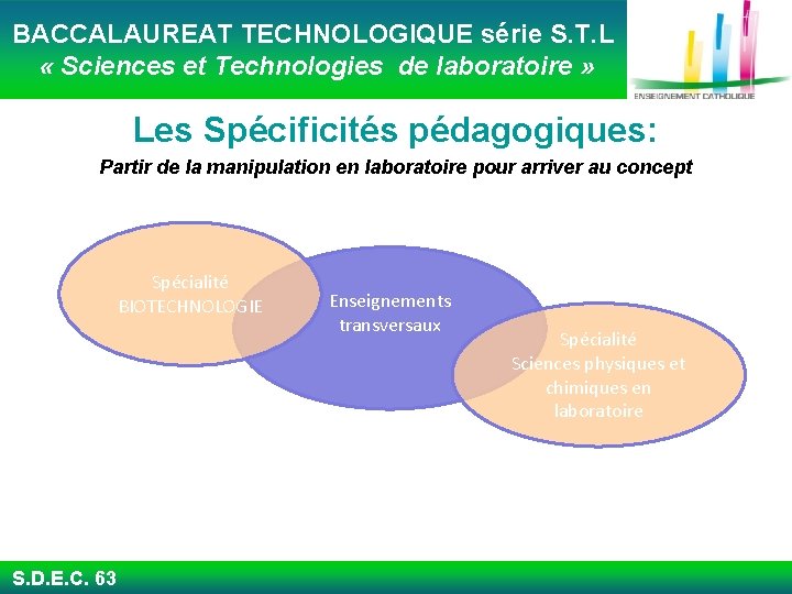  BACCALAUREAT TECHNOLOGIQUE série S. T. L « Sciences et Technologies de laboratoire »