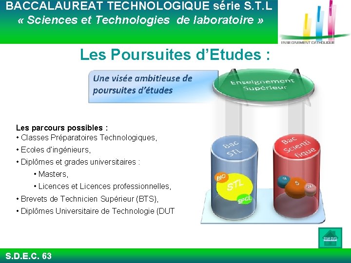  BACCALAUREAT TECHNOLOGIQUE série S. T. L « Sciences et Technologies de laboratoire »