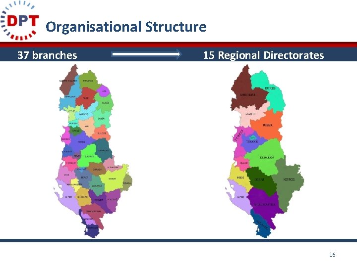 Organisational Structure 37 branches 15 Regional Directorates 16 