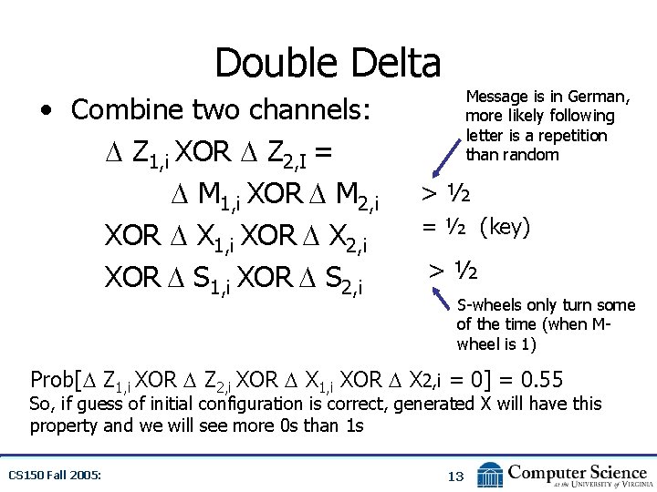 Double Delta • Combine two channels: Z 1, i XOR Z 2, I =