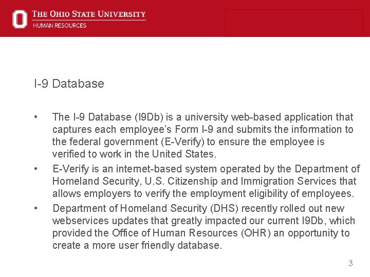 I-9 Database • • • The I-9 Database (I 9 Db) is a university