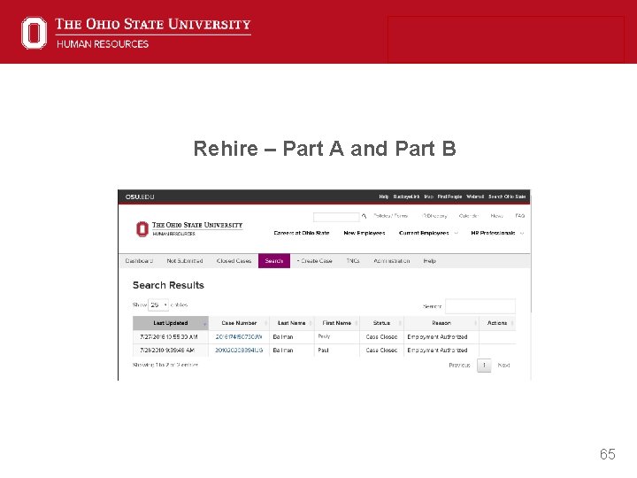 Rehire – Part A and Part B 65 