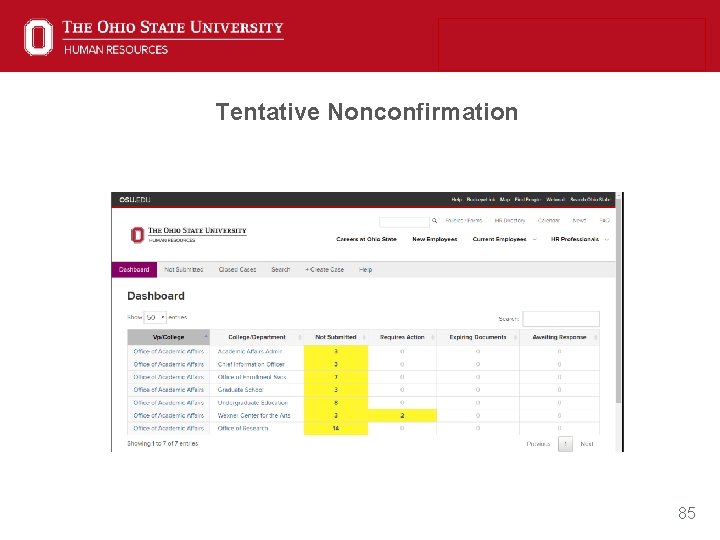 Tentative Nonconfirmation 85 