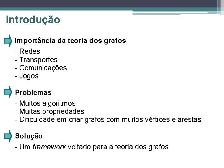 Introdução Importância da teoria dos grafos - Redes - Transportes - Comunicações - Jogos