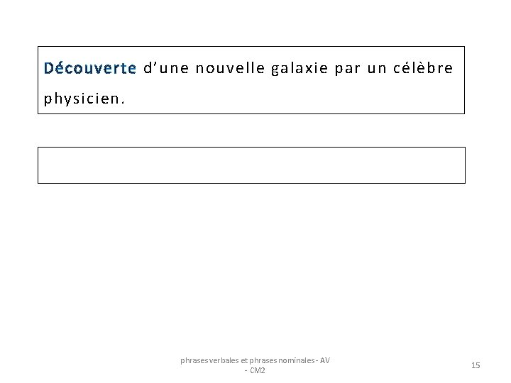 Découverte d’une nouvelle galaxie par un célèbre physicien. phrases verbales et phrases nominales -