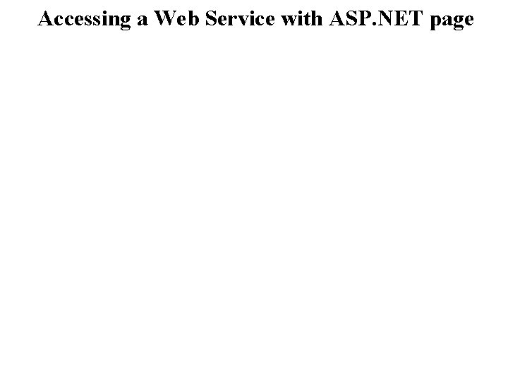 Accessing a Web Service with ASP. NET page 