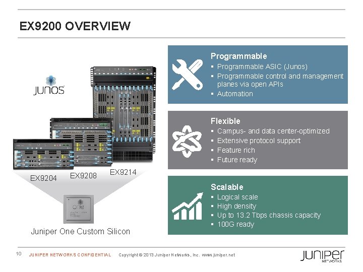 EX 9200 OVERVIEW Programmable § Programmable ASIC (Junos) § Programmable control and management planes