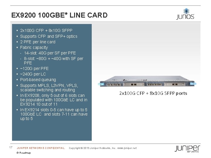 EX 9200 100 GBE LINE CARD § 2 x 100 G CFP + 8