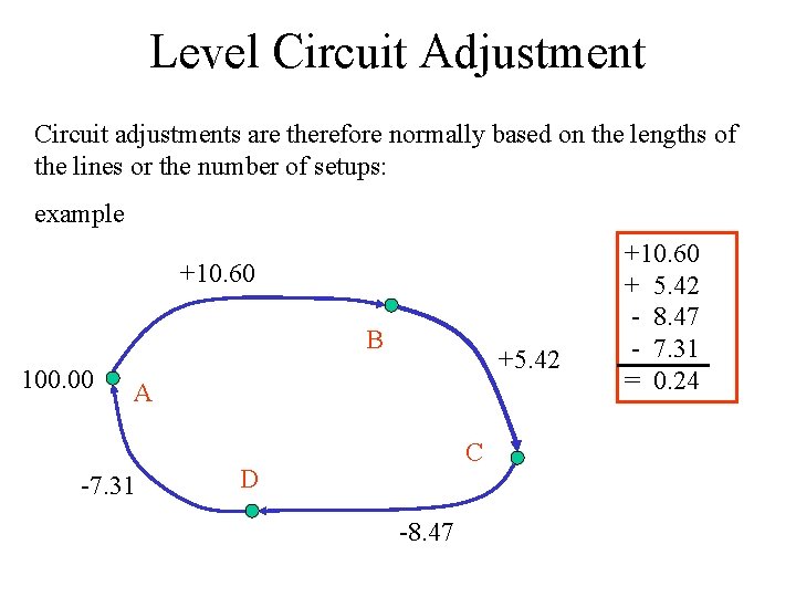 Level Circuit Adjustment Circuit adjustments are therefore normally based on the lengths of the