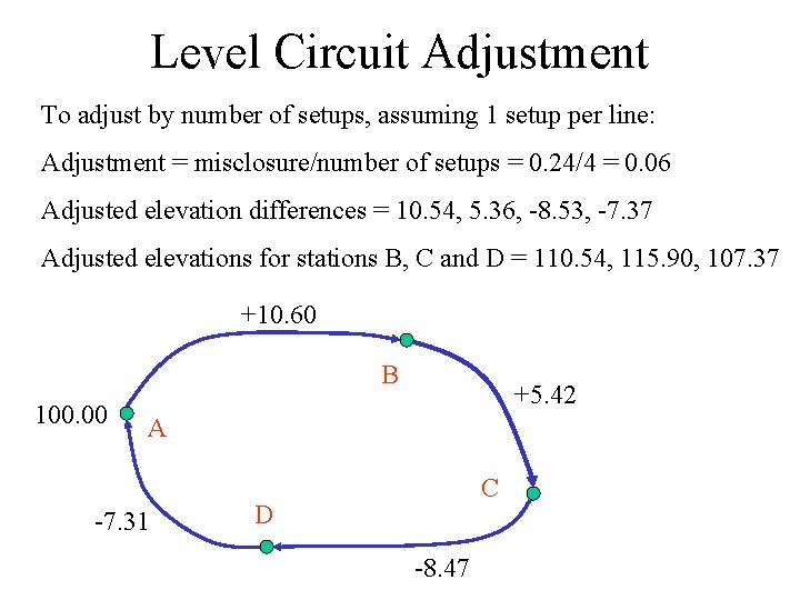 Level Circuit Adjustment To adjust by number of setups, assuming 1 setup per line: