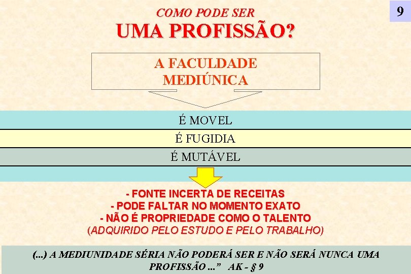 COMO PODE SER UMA PROFISSÃO? A FACULDADE MEDIÚNICA É MOVEL É FUGIDIA É MUTÁVEL