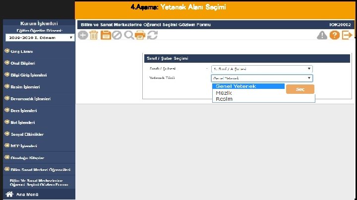 Amaç 4. Aşama: Yetenek Alanı Seçimi 