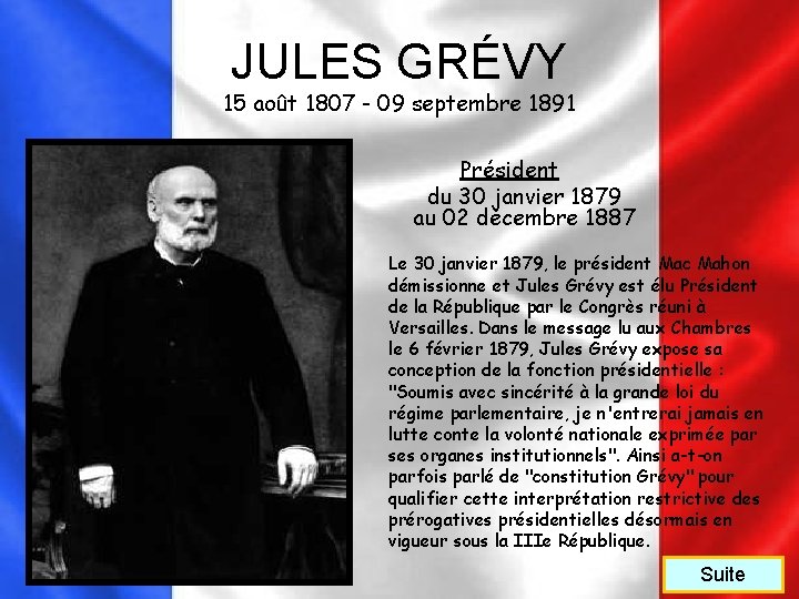 JULES GRÉVY 15 août 1807 - 09 septembre 1891 Président du 30 janvier 1879