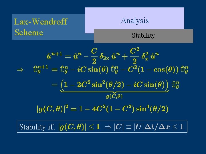 Lax-Wendroff Scheme Stability if: Analysis Stability 