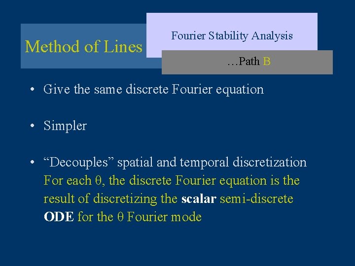 Method of Lines Fourier Stability Analysis …Path B • Give the same discrete Fourier