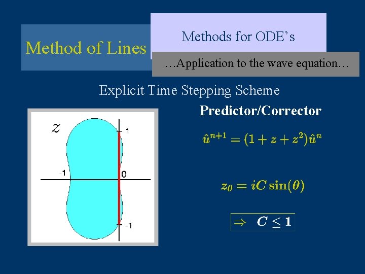 Method of Lines Methods for ODE’s …Application to the wave equation… Explicit Time Stepping