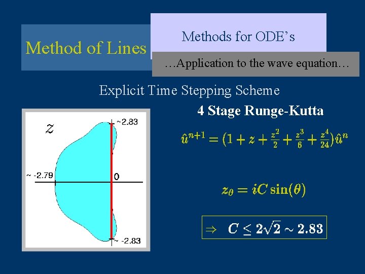 Method of Lines Methods for ODE’s …Application to the wave equation… Explicit Time Stepping