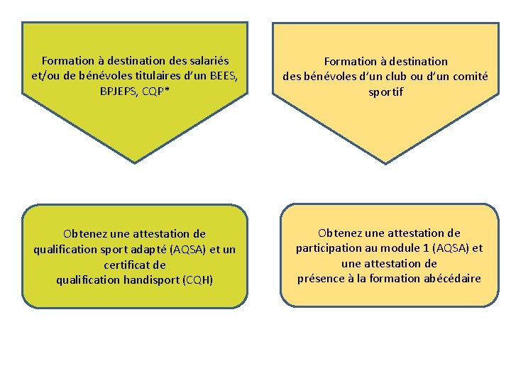 Formation à destination des salariés et/ou de bénévoles titulaires d’un BEES, BPJEPS, CQP* Formation