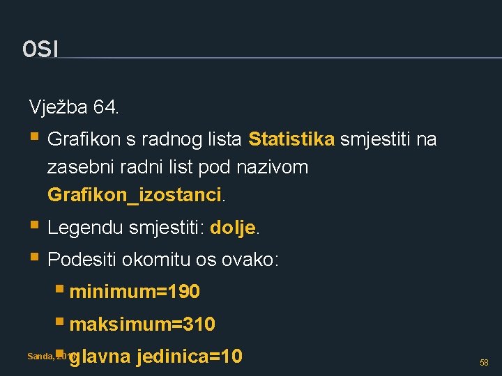 OSI Vježba 64. § Grafikon s radnog lista Statistika smjestiti na zasebni radni list