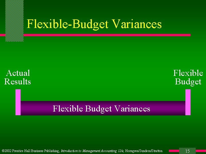 Flexible-Budget Variances Actual Results Flexible Budget Variances © 2002 Prentice Hall Business Publishing, Introduction