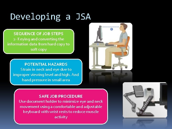 Developing a JSA SEQUENCE OF JOB STEPS 2 - Keying and converting the information