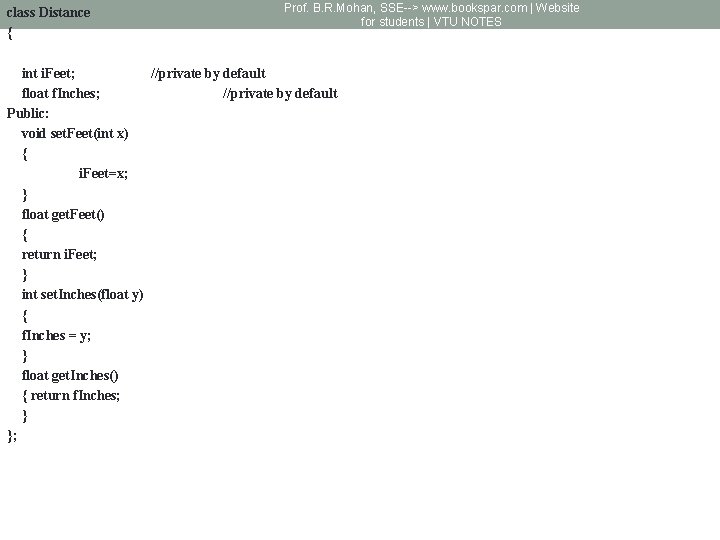 class Distance { Prof. B. R. Mohan, SSE--> www. bookspar. com | Website for