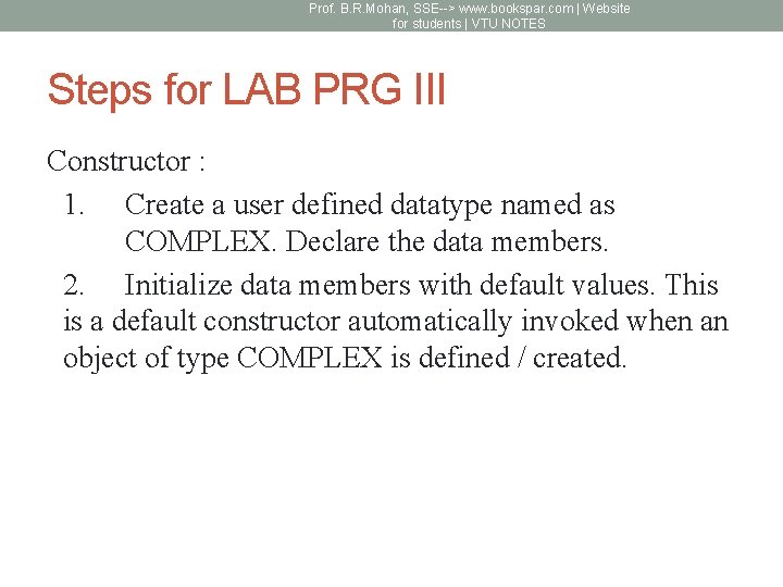 Prof. B. R. Mohan, SSE--> www. bookspar. com | Website for students | VTU