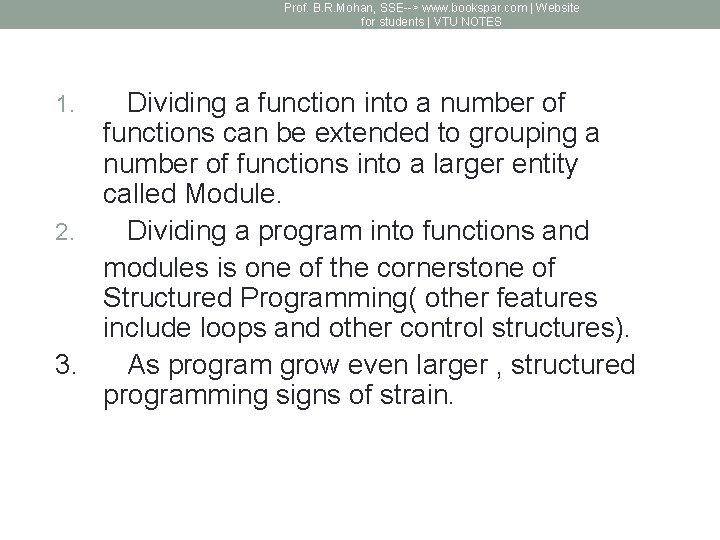 Prof. B. R. Mohan, SSE--> www. bookspar. com | Website for students | VTU