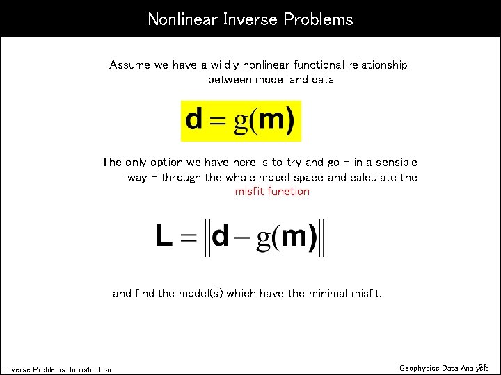 Nonlinear Inverse Problems Assume we have a wildly nonlinear functional relationship between model and