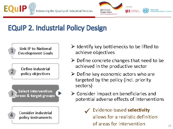 EQu. IP 2. Industrial Policy Design 1 Link IP to National Development Goals 2